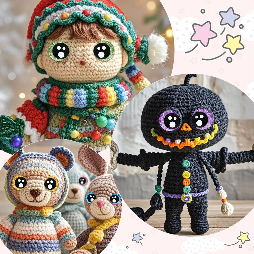 Osuter 18 Pièces Yeux De Sécurité Amigurumi 20 Mm Avec Cils Pailletés – Yeux Plastique Brillants Pour Poupées Crochet, Peluches & DIY