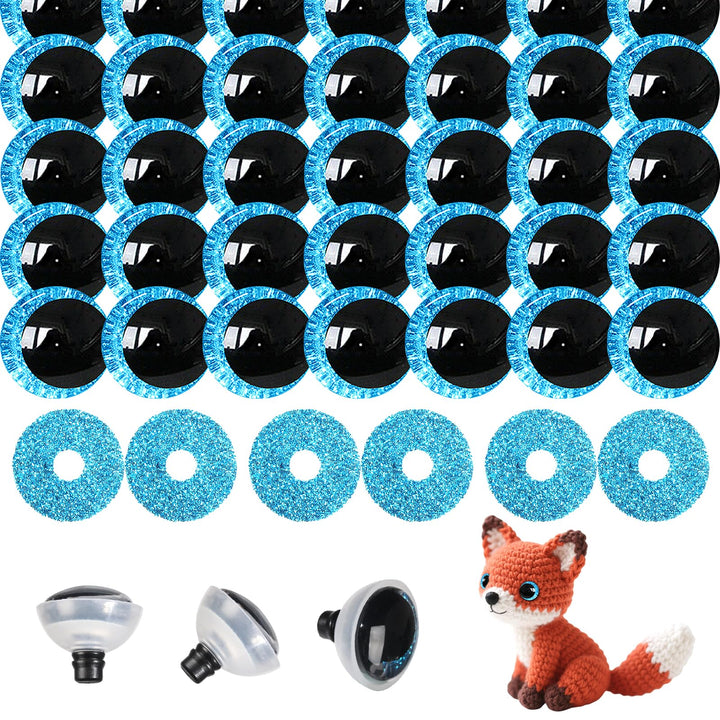 100Pcs 12-20mm Blue Glitter Safety Eyes in Moon - MUCUNNIA