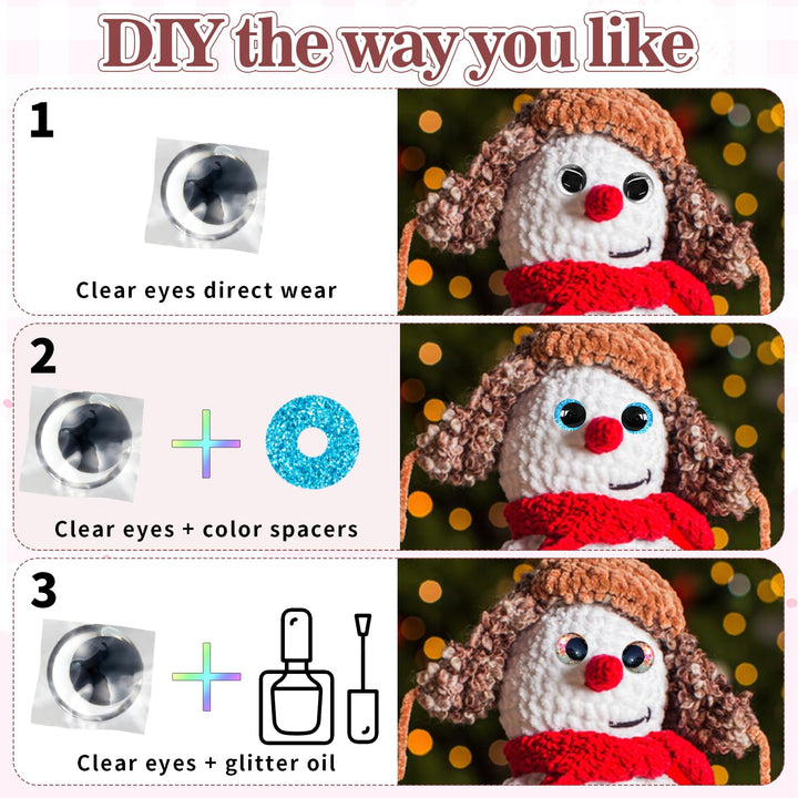 100Pcs 12-20mm Blue Glitter Safety Eyes in Moon - MUCUNNIA