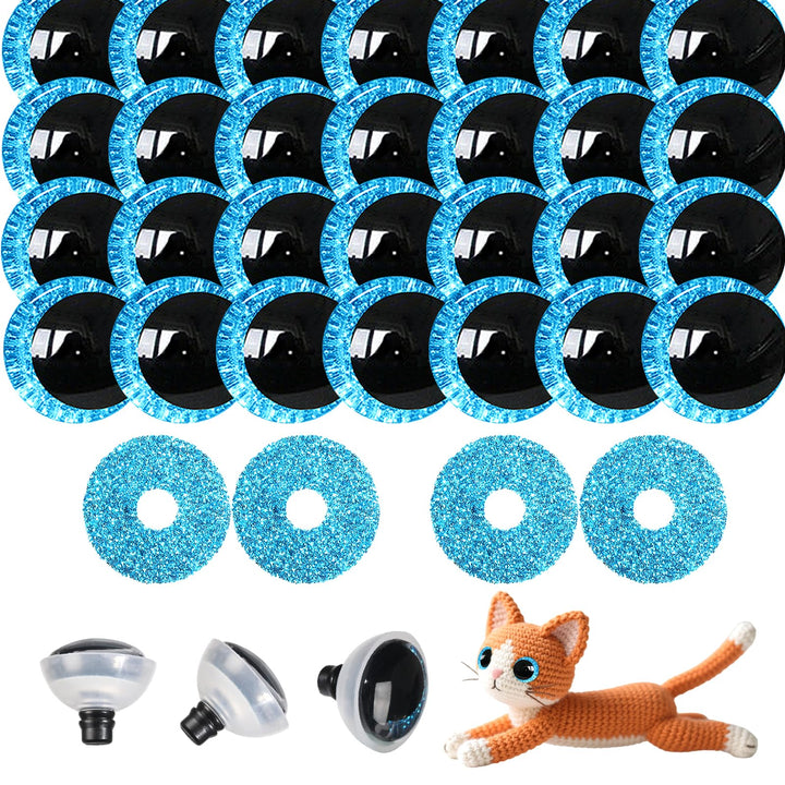 100Pcs 12-20mm Blue Glitter Safety Eyes in Moon - MUCUNNIA