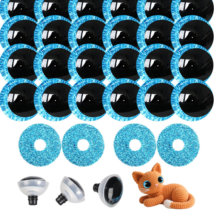 100Pcs 12-20mm Blue Glitter Safety Eyes in Moon - MUCUNNIA