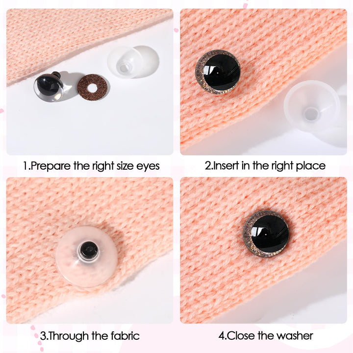 100Pcs 12-20mm Brown Glitter Safety Eyes in Moon - MUCUNNIA