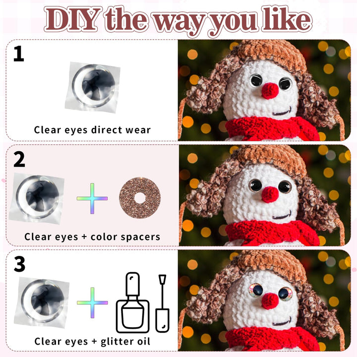 100Pcs 12-20mm Brown Glitter Safety Eyes in Moon - MUCUNNIA