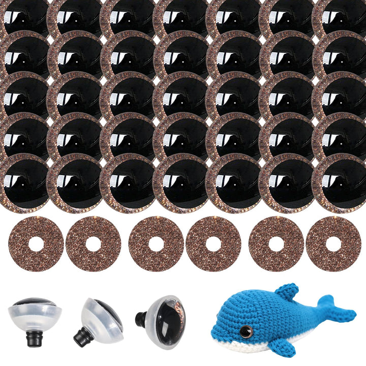 100Pcs 12-20mm Brown Glitter Safety Eyes in Moon - MUCUNNIA