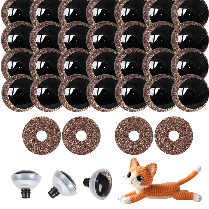 100Pcs 12-20mm Brown Glitter Safety Eyes in Moon - MUCUNNIA