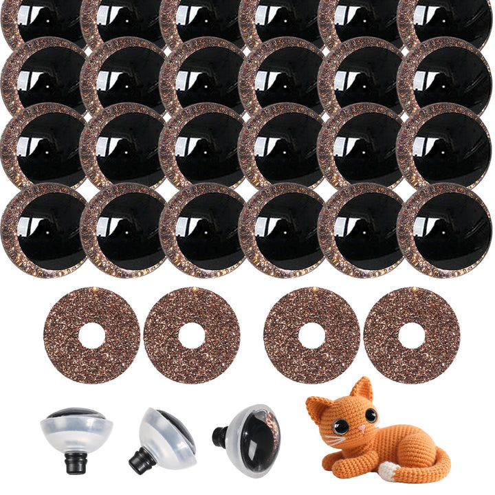 100Pcs 12-20mm Brown Glitter Safety Eyes in Moon - MUCUNNIA