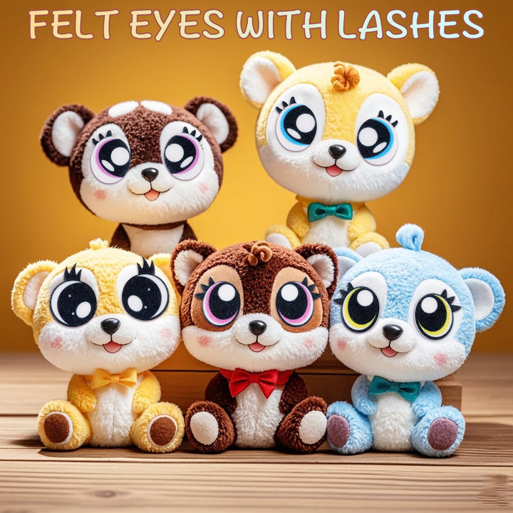 11 Pairs 30 mm Round Felt Eyes with Lashes - MUCUNNIA