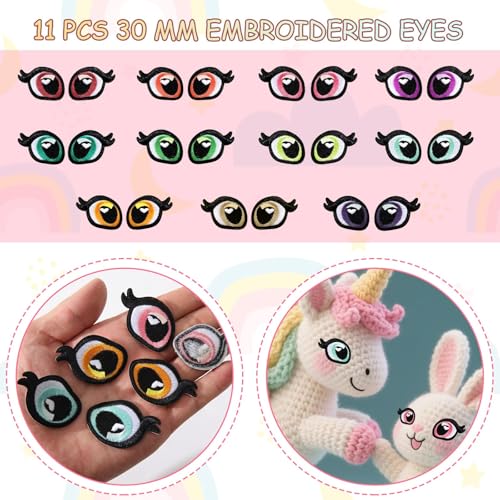11 Pairs 30mm Embroidered Eyes for Amigurumi - MUCUNNIA