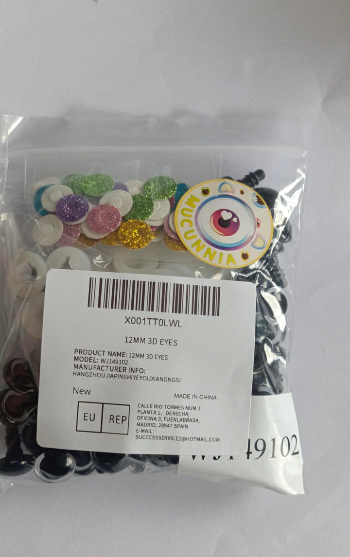 3D Glitter Plastic Safety Eyes - MUCUNNIA