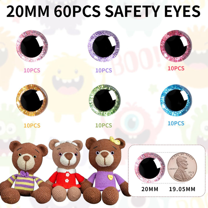 3D Glitter Plastic Safety Eyes - MUCUNNIA