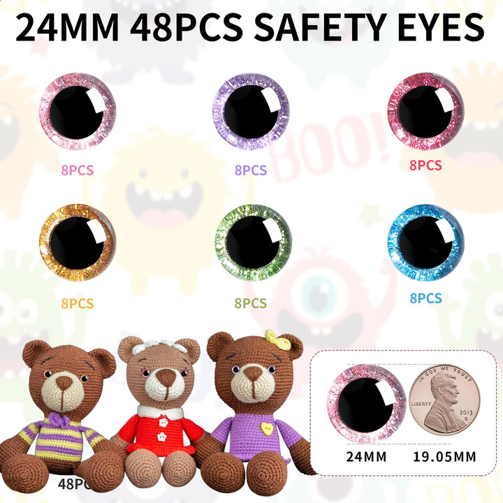 3D Glitter Plastic Safety Eyes - MUCUNNIA