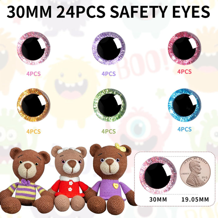 3D Glitter Plastic Safety Eyes - MUCUNNIA