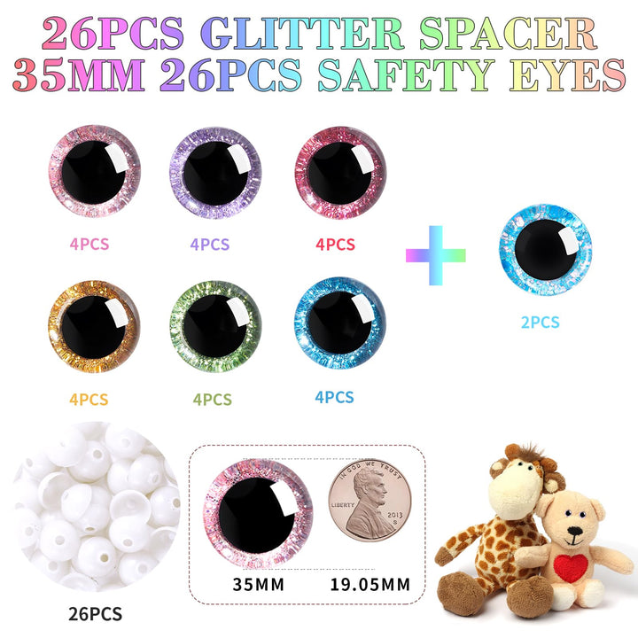 3D Glitter Plastic Safety Eyes - MUCUNNIA