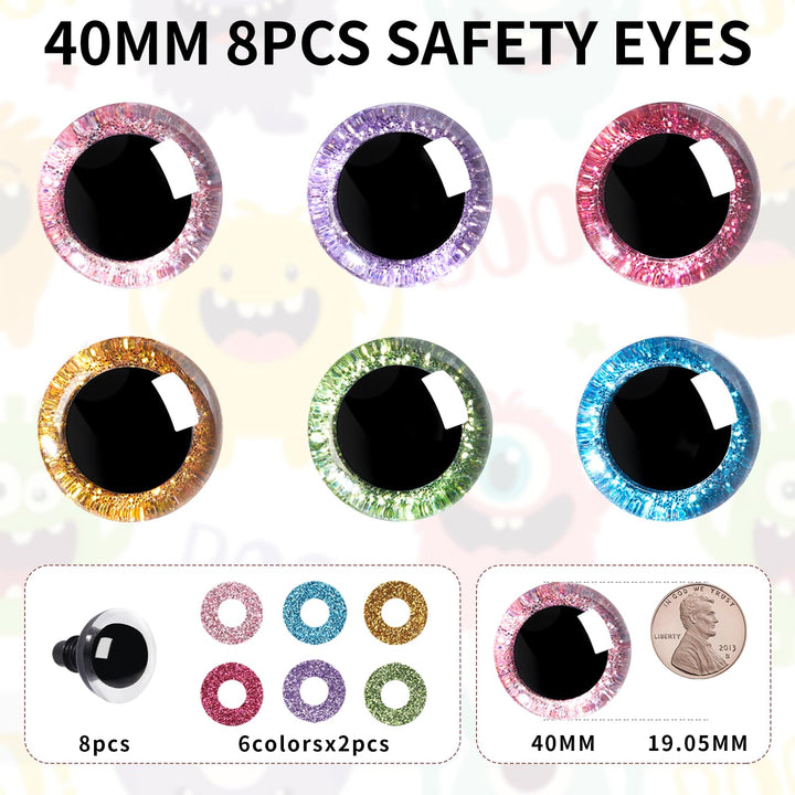 3D Glitter Plastic Safety Eyes - MUCUNNIA