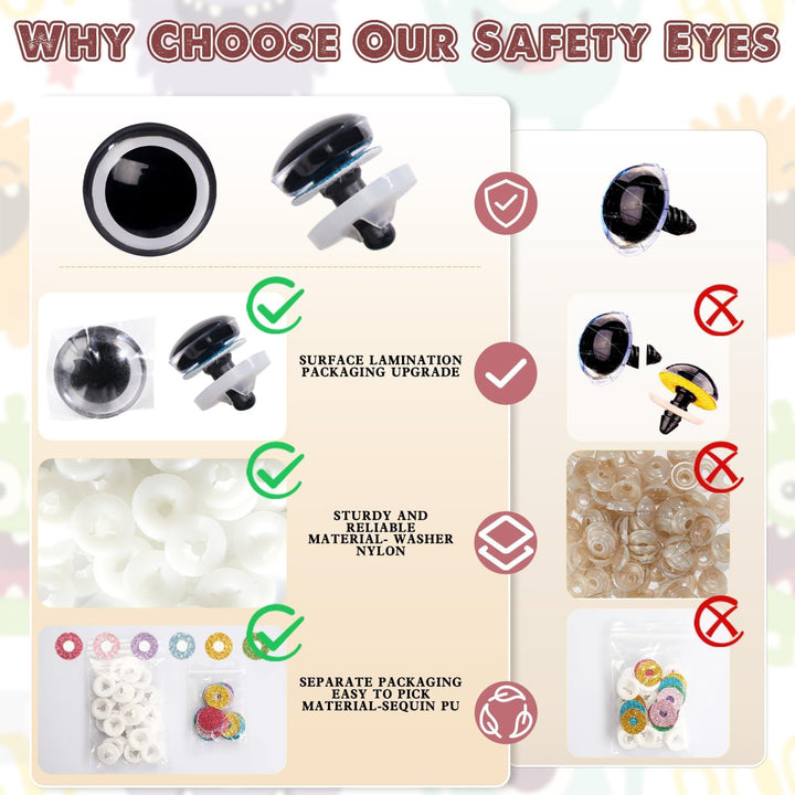 3D Glitter Plastic Safety Eyes - MUCUNNIA