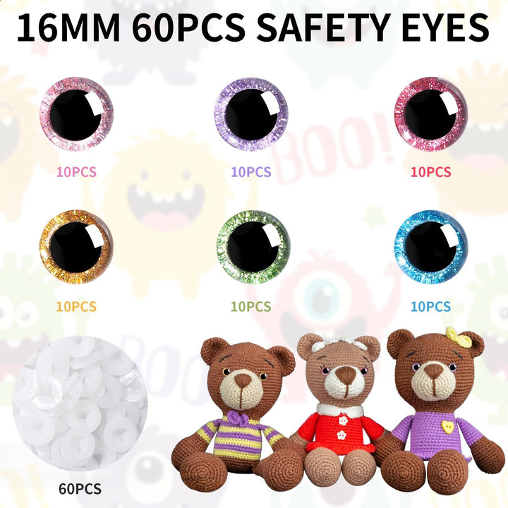 3D Glitter Plastic Safety Eyes - MUCUNNIA