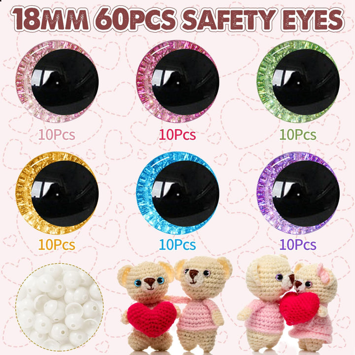 120pcs 3D Glitter Safety Eyes in Moon - MUCUNNIA