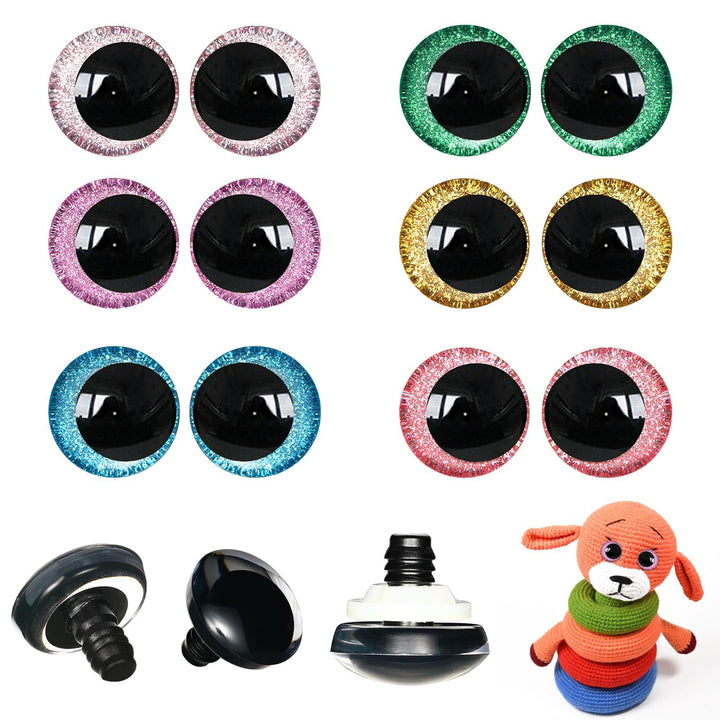 120pcs 3D Glitter Safety Eyes in Moon - MUCUNNIA