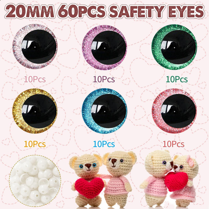 120pcs 3D Glitter Safety Eyes in Moon - MUCUNNIA