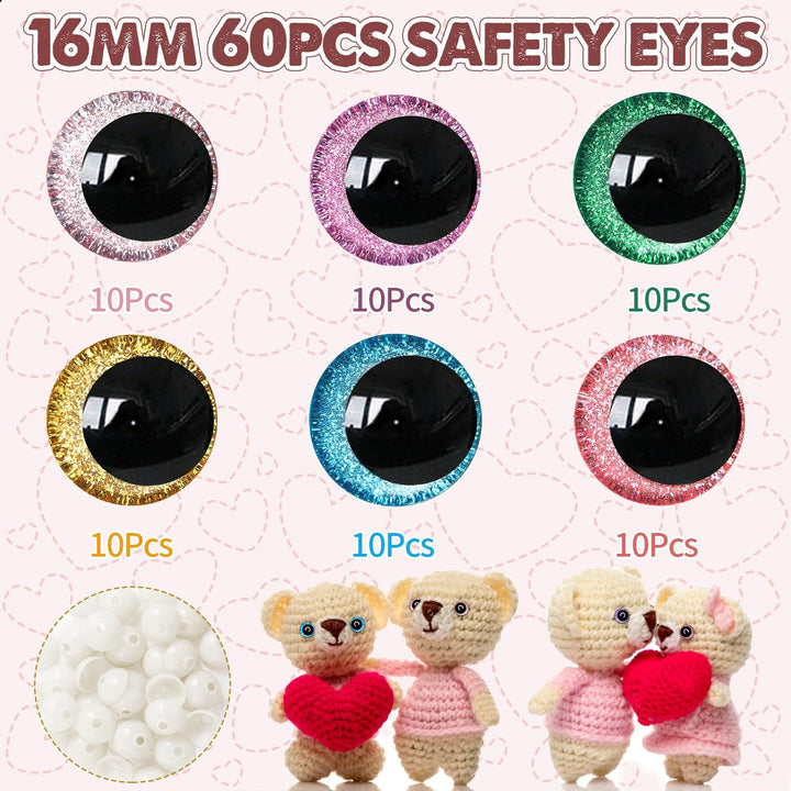 120pcs 3D Glitter Safety Eyes in Moon - MUCUNNIA