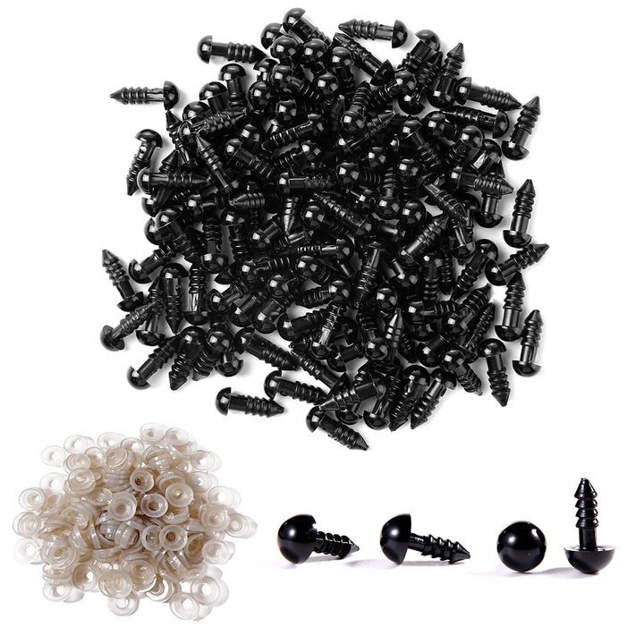 260Pcs Plastic Safety Eyes Black with Washers - MUCUNNIA