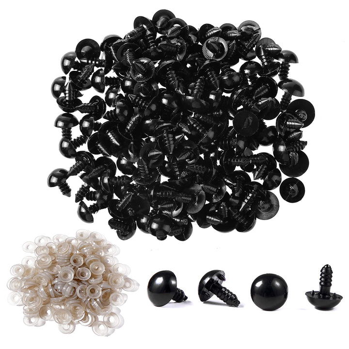 260Pcs Plastic Safety Eyes Black with Washers - MUCUNNIA