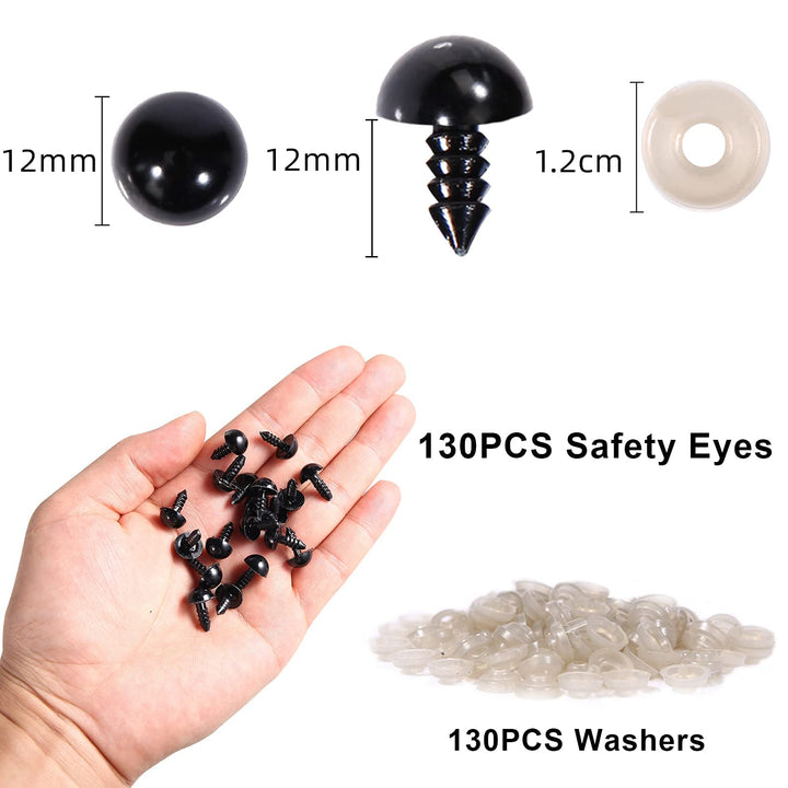 260Pcs Plastic Safety Eyes Black with Washers - MUCUNNIA