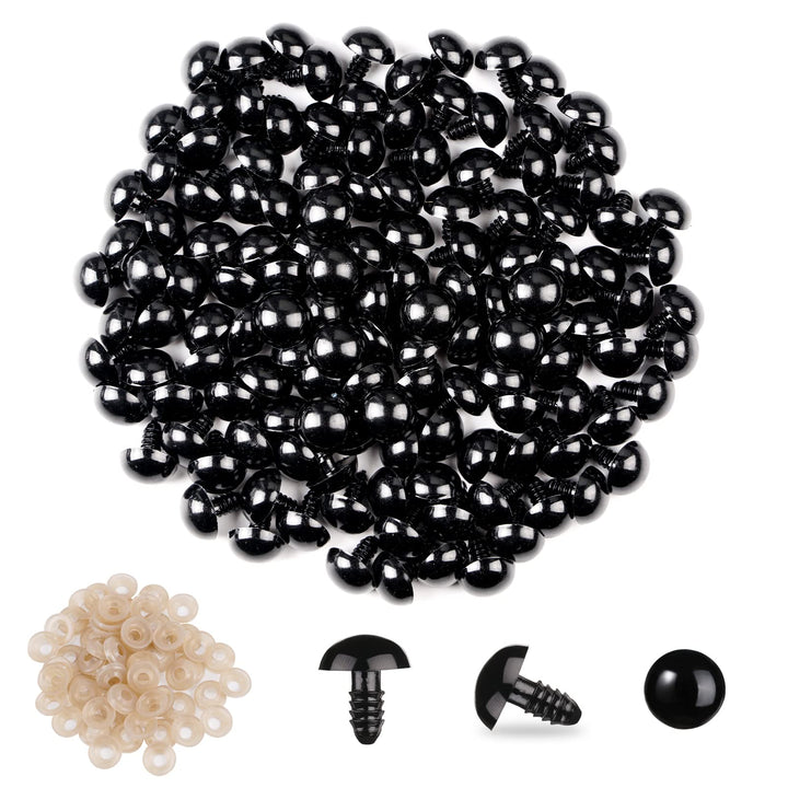 260Pcs Plastic Safety Eyes Black with Washers - MUCUNNIA