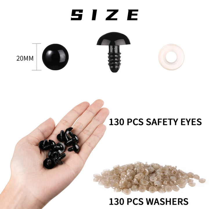 260Pcs Plastic Safety Eyes Black with Washers - MUCUNNIA