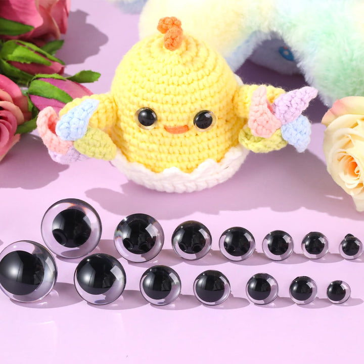 160Pcs 12-30mm Clear Safety Eyes with Washers - MUCUNNIA