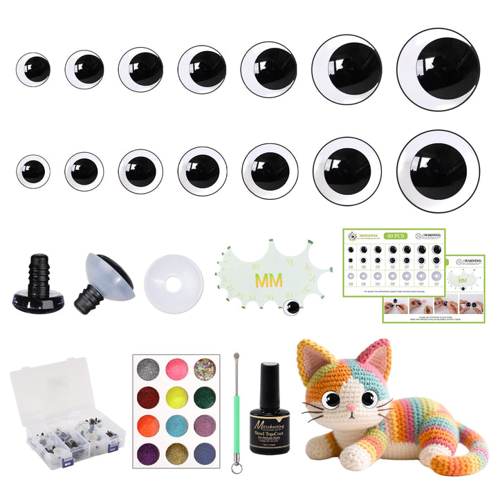 160Pcs 12-30mm Clear Safety Eyes with Washers - MUCUNNIA