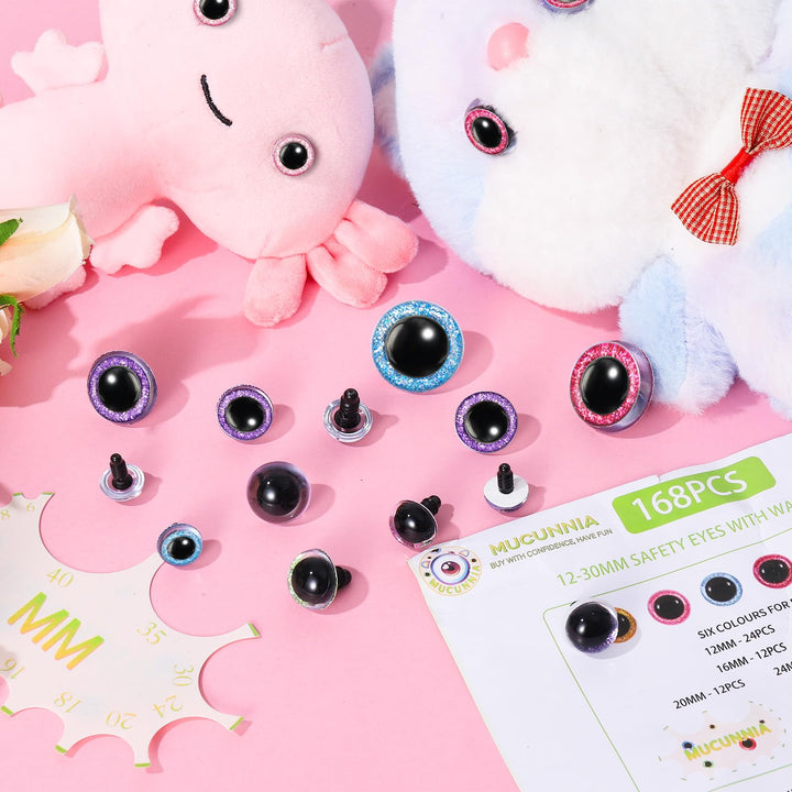 168Pcs 12-30mm Glitter Safety Eyes - MUCUNNIA