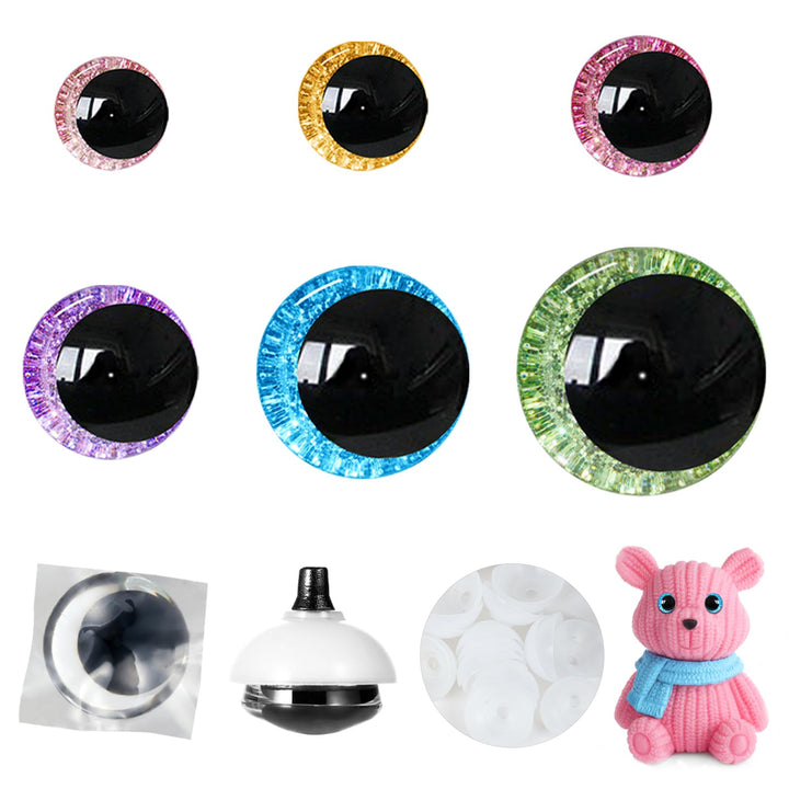 168Pcs 16-35mm 3D Glitter Moon Safety Eyes with Washers - MUCUNNIA