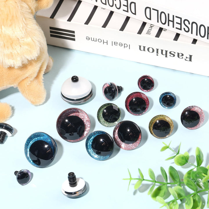 168Pcs 16-35mm 3D Glitter Moon Safety Eyes with Washers - MUCUNNIA