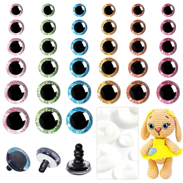 180 Pcs 3D Glitter Safety Eyes with Washers - MUCUNNIA