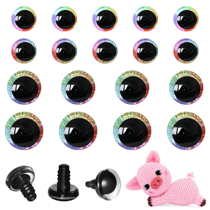 18Pcs 12-18mm 3D Moon Rainbow Glitter Safety Eye - MUCUNNIA