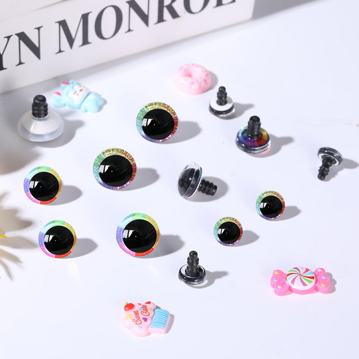 18Pcs 12-18mm 3D Moon Rainbow Glitter Safety Eye - MUCUNNIA