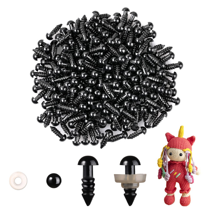 200Pcs Plastic Black Safety Eyes with Washers - MUCUNNIA