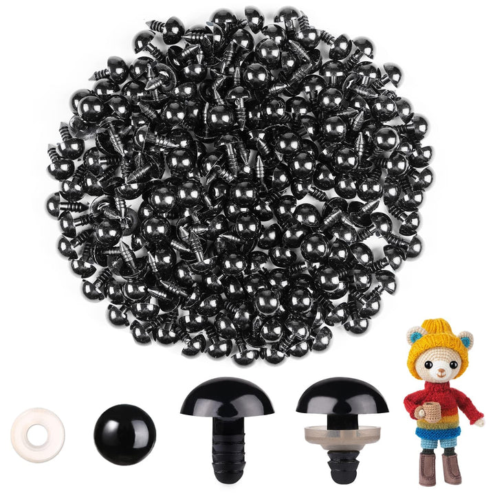 200Pcs Plastic Black Safety Eyes with Washers - MUCUNNIA