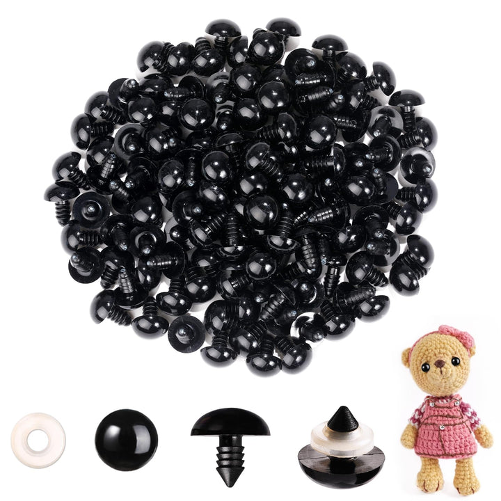 200Pcs Plastic Black Safety Eyes with Washers - MUCUNNIA