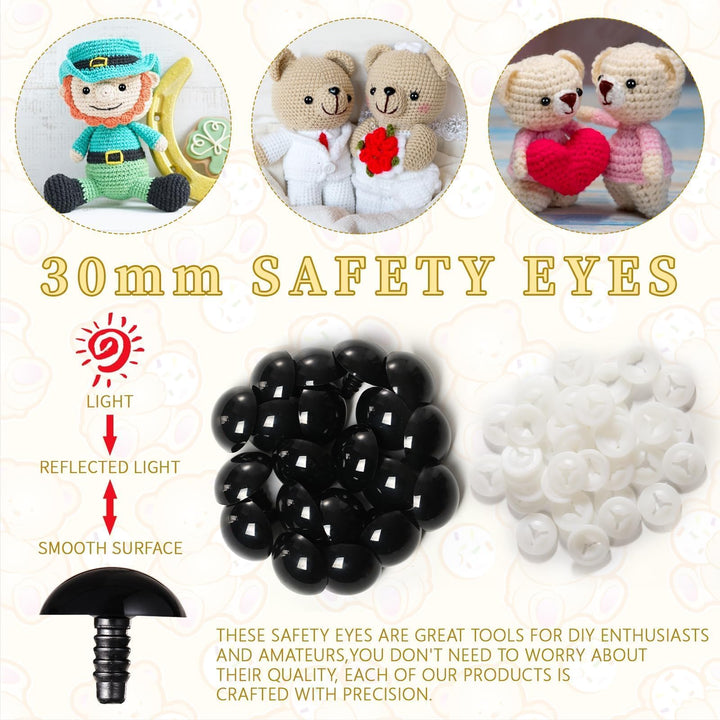 200Pcs Plastic Black Safety Eyes with Washers - MUCUNNIA