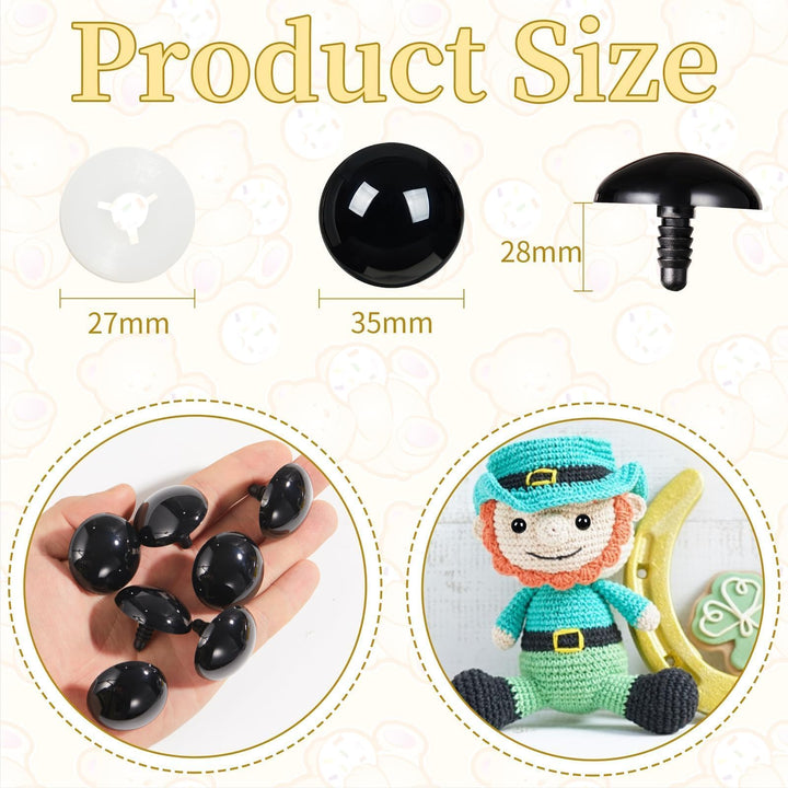 200Pcs Plastic Black Safety Eyes with Washers - MUCUNNIA