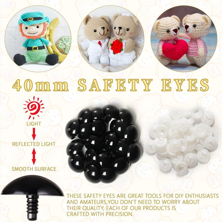 200Pcs Plastic Black Safety Eyes with Washers - MUCUNNIA