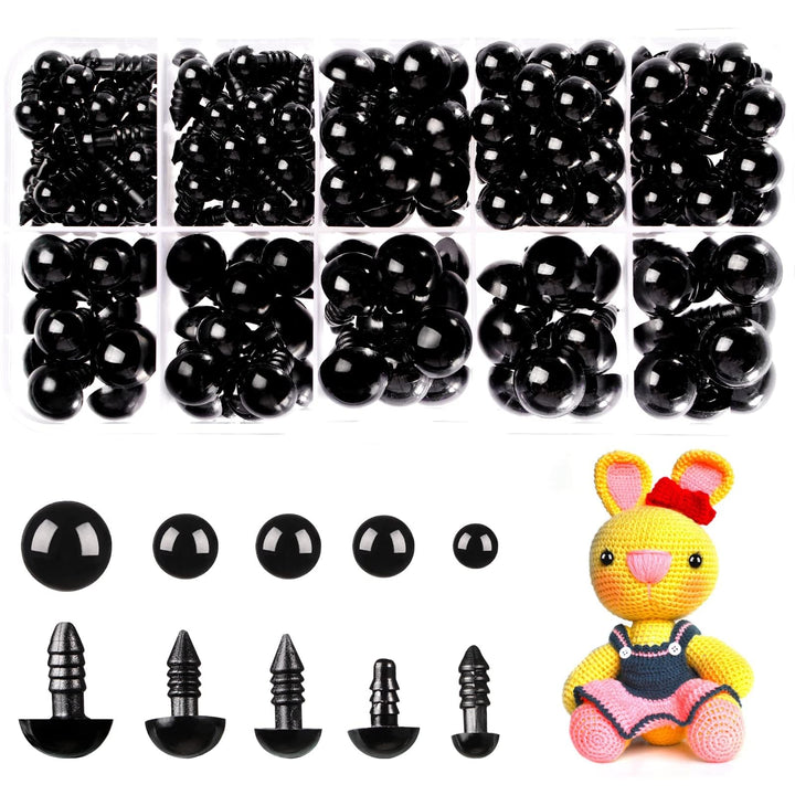 200Pcs Plastic Black Safety Eyes with Washers - MUCUNNIA