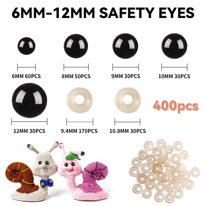 200Pcs Plastic Black Safety Eyes with Washers - MUCUNNIA