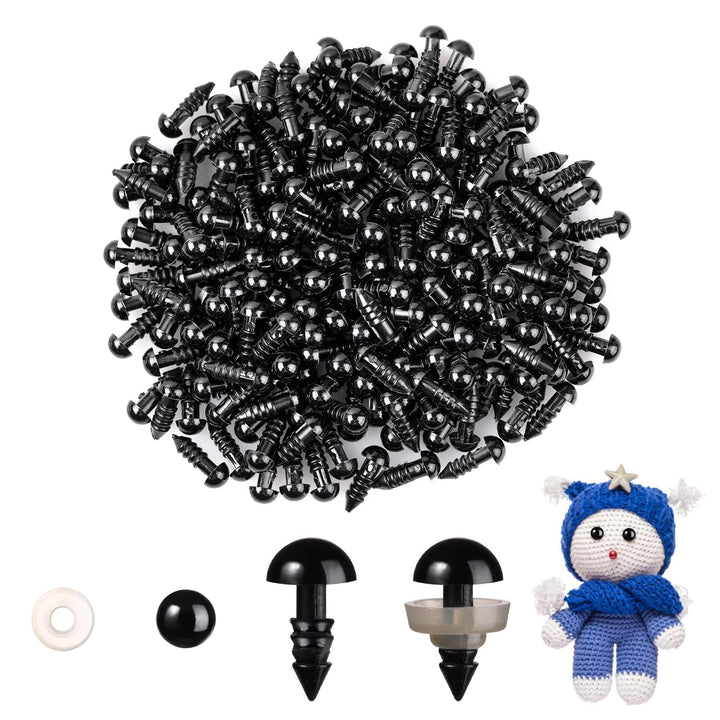 200Pcs Plastic Black Safety Eyes with Washers - MUCUNNIA