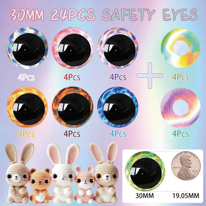 20Pcs 30mm 3D Glitter Safety Eyes - MUCUNNIA