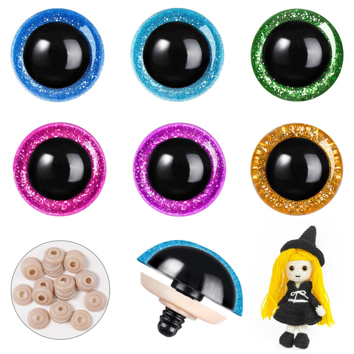 240pcs Glitter Plastic Safety Eyes with Washers - MUCUNNIA