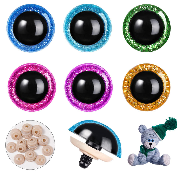 240pcs Glitter Plastic Safety Eyes with Washers - MUCUNNIA