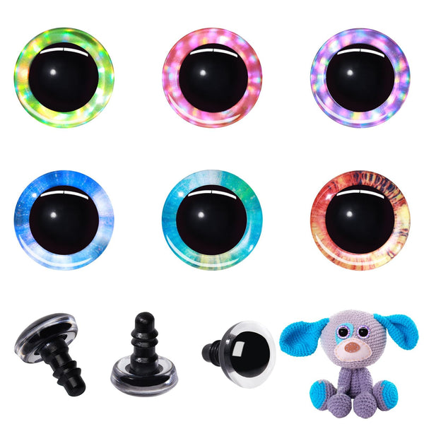 24pcs 3D Glitter Safety Eyes Laser and Tie Dye - MUCUNNIA